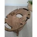Кальянный столик из дерева овальный разборный с фиксатором на 2 персоны коричневый с рисунком дракона