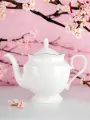 Чайник заварочный фарфоровый Belle, 1300 мл, Nouvelle, белый с золотой каймой