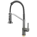 Пружинный смеситель для кухни SHEVANIK с выдвижной лейкой, оружейная сталь S963T