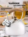 Чайник Сундучок, металл, со свистком, индукционный, цвет металла, 2,5л