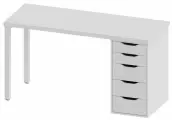 Ингар стол письменный шведский стандарт белый, 140x75, с одной тумбой