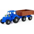 Трактор с прицепом №1, игрушечная машинка для детей, пластиковая игрушка для песочницы и дома, в сеточке, цвет синий