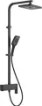 Душевая стойка Rose R1036H с тропическим душем, со смесителем, с изливом, черный, латунная, рычаг сбоку с лейкой с девиатором матовая