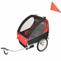 Прицеп для велосипеда для перевозки двух детей ( до 40 кг), складной, съемный, красный