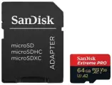 Карта памяти SanDisk Extreme PRO micro + SD адаптер 64GB 200MB/s Class 10 UHS-I (SDSQXCU-064G-GN6MA)