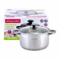 Кастрюля 5 л. из нержавеющей стали Kamille KM-4924 с черными ручками (5 л. / серебристый)