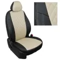 Комплект авточехлов Автопилот Renault Sandero I (40/60) с 09-14г. / Duster с 11-15г. / Nissan Terrano III с 12г. (без подушек безопасности). Экокожа ромб (Черный + Бежевый)