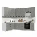 Кухонный гарнитур угловой, без столешницы, Кухня Пасаденна h=2370мм, 200х280см Белый / Ателье Светлое