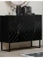 Комод для одежды Марсель с ящиком, полками, 90.4х41.7х80 см, Черный глянец/ Креатель / Черный