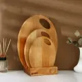 Набор деревянных разделочных досок на подставке Adelica, 3 шт: 30×24, 22,5×18, 19×15 см, пропитаны минеральным маслом, берёза
