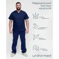 Медицинский костюм мужской 385.4.2 Uniformed, сатори стрейч, рукав короткий, темно-синий, рост 188, размер 50