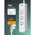 Сетевой фильтр, AGNI, 3 розетки с выключателем, удлинитель сетевой 3м