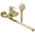 Смеситель в ванную MAGNUS 9370 длинный излив под золото шаровый с дивертором на корпусе