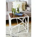 Стол LOFT18 КУБ, журнальный, стеклянный, металлический, Белый, 50 см x 50 см