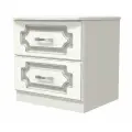 Тумба прикроватная Bravo Мебель Белый жемчуг, 2 ящика, шариковые направляющие, ЛДСП/МДФ