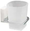 Стакан для ванной с настенным держателем, матовое стекло/ белый, WasserKRAFT Leine K-5028WHITE