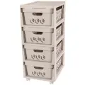 Комод четырехсекционный на колесах Econova Deluxe, 300 x 385 x 690 мм, светло-бежевый