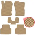 Автомобильные коврики EVA для Skoda Octavia III A7 (2013-2020), бежевые с бежевым кантом, ячейка - ромб
