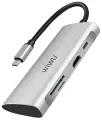Хаб WiWU Alpha 731HP Type-C to 3 x USB 3.0 + Type-C + HDMI + Cardreader 7 in 1 Adapter Grey