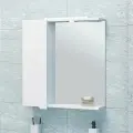Зеркало Emmy Агата 50 L со светодиодной подсветкой, с полкой, со шкафчиком, 50 см, с розеткой, белое