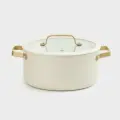 Кастрюля, 20 см, 2,3 л, с крышкой, с покрытием, молочная, Piatto gold