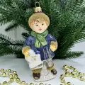 Irena-Co елочная игрушка, стекло Мальчик с коньками винтаж (13х6,5х5см)