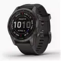 Часы Garmin Fenix 7s Sapphire Solar титановый угольно-серый DLC с силиконовым ремешком, 010-02539-25