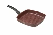 Сковорода гриль Горница 280х280 мм, несъемная ручка (софт тач), без крышки, серия Шоколад