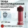 Труба вентиляционная утепленная Viotto d 125 мм для готовой мягкой и фальцевой кровли RAL 3005 красное вино