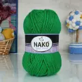Пряжа Sport wool Nako, яркая зелень - 11347, 25% шерсть, 75% премиум акрил, 5 мотков, 100 г, 120 м.