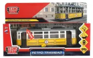 Машинка Shantou Технопарк Трамвай Ретро свет и звук желтый 17 см (TRAMMC1-17SL-YE)