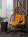 Подвесное кресло Лучиано, Кресло-кокон, Мебель для сада и дачи MALACCA цвет дерево с подушкой желтый апельсин
