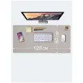 Коврик для мыши большой 120х60 см, для стола, бежевый, двусторонний, экокожа
