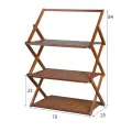 Складной туристический стеллаж из бамбука, 3 полки и перекладина, ореховый, 84х70 см