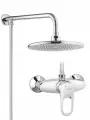 Душевой гарнитур с тропическим душем диаметром 22 см и однорычажным смесителем, цвет глянцевый хром