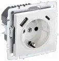 Розетка BRITE РЮш11-1-БрБ 16А с USB A+C 18Вт с заземл. защ. шторки механизм бел. IEK BR-R14-16-U22-018-K01