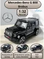 Машинка металлическая инерционная, игрушка детская для мальчика коллекционная масштабная модель 1:32 Mercedes-Benz Gelendvagen Brabus 800 ; Мерседес Гелик Брабус черно-серый в подарочной коробке