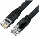GCR Патч-корд PROF плоский прямой 5.0m, UTP медь кат.6, черный, 30 AWG, ethernet high speed 10 Гбит/с, RJ45, T568B