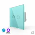 Умный выключатель сенсорный двухклавишный протокол EC, 1 пост, цвет зеленый LIVOLO ORIGINAL