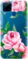 Силиконовый чехол на realme C15, C25, Рилми С15, С25 с 3D принтом Amazing Peonies прозрачный