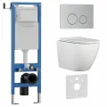 Комплект 6 в 1 инсталляция 40 см, унитаз TORNADO белый BILBAO ALTO (IB. BLA.234.1B1), клавиша смыва хром матовый, нержавеющая сталь INOX-O (IB. B081.003.002)