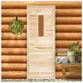 Дверь для бани и сауны деревянная со стеклом Прямое стекло, липа 180×70см 1192096