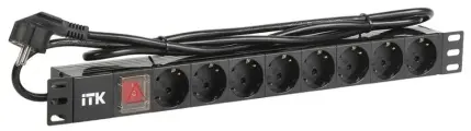 Блок розеток Itk IEK PH12-8D1-P 8шт, 1U 19 2м