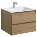 Тумба с раковиной из искусственного камня Vincea Luka 600 цвет N.Oak, White