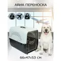 Авиа переноска для домашних животных Чистый котик 66х47х53 см, нержавеющая сталь, серый