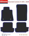 Коврики в салон автомобиля ЭВА Allmone для Chevrolet Camaro 6 (купе) 2015 - 2020, черные с синим кантом, 4шт. / Шевроле Камаро 6