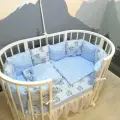 Комплект бортиков в кроватку из 15 предметов Mamdis для новорожденных и малышей голубой