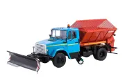 Модель коллекционная SSM Лихачев КО-829А пескоразбрасыватель со снегоочистителем сине-красный