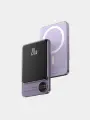 Внешний магнитный беспроводной аккумулятор RECCI Matrix Alluminium, 5000 mAh, MagSafe/Qi15W/PD20W, Purple