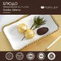 Блюдо прямоугольное 18 х 11 см, Pampa Bay, Golden Salerno, фарфор, белое, золото, бусины, премиум посуда